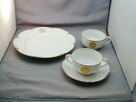 4 Pieces Antique Warwick China Gold Michigan State Seal - $1,140.22 MXN
