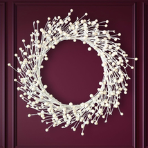Pearl White Pip Berry Wreath for Front Door, 20 Inch Winter Wreaths Wall... - $34.98