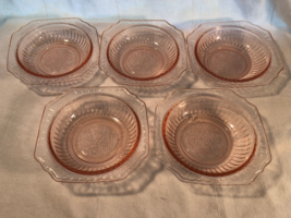 5 Pink Mayfair 5.5 Inch Cereal Bowls Depression Glass - £35.85 GBP