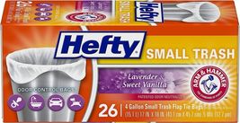 Hefty Small Garbage Bags, Flap Tie, Lavender &amp; Vanilla Scent, 4 Gallon, ... - $10.89