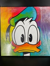 Paulina Del Mar Multicolor Donald The Pato Original Acrílico en Lienzo 24x24 - £805.14 GBP