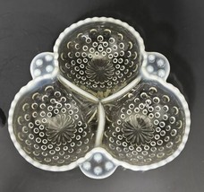 Vintage Moonstone Clear Opalescent Hobnail 3 Part Relish Dish Anchor Hocking - £17.88 GBP