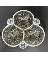 Vintage Moonstone Clear Opalescent Hobnail 3 Part Relish Dish Anchor Hoc... - $30.75 CAD