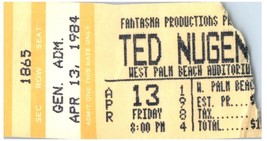 Vintage Ted Nugent Ticket Stub Avril 13 1984 Ouest Palmier Plage Florida - £40.87 GBP