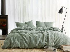 3 Piece Linen Bedding Set, Stonewashed Cotton Bedding, Soft Cotton Sage Green Du - £27.40 GBP+