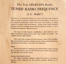 1931 Sparton Tuned Radio Model AC 5 Info Advertisement Catalog Page F20B - $372.61 MXN