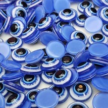 100 pcs 8 mm Round Resin Plastic Eye Blue Eyes Cabochon Flat Back Doll Jewelry - £6.42 GBP