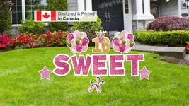 Sweet 16 Pink Glitter Package – SWEET 24&quot; Tall + 16 Crown Sign 24&quot; Tall ... - $125.00