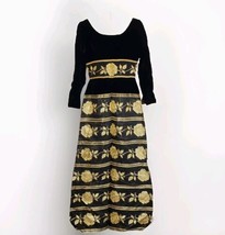 Vintage Black Gold Party Evening Cocktail Dress sz Small S - $69.99