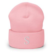 S Initial Letters Beanie Warm Knit Skull Cap Black - £20.45 GBP