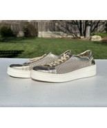 Steven NC-Napa Gold Metallic Low Top Leather Lace Up Sneakers Shoes Wome... - $37.91 CAD
