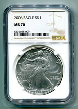 2006 American Silver Eagle Ngc MS70 Brown Label Ms 70 Nice Coin And Slab - $139.95