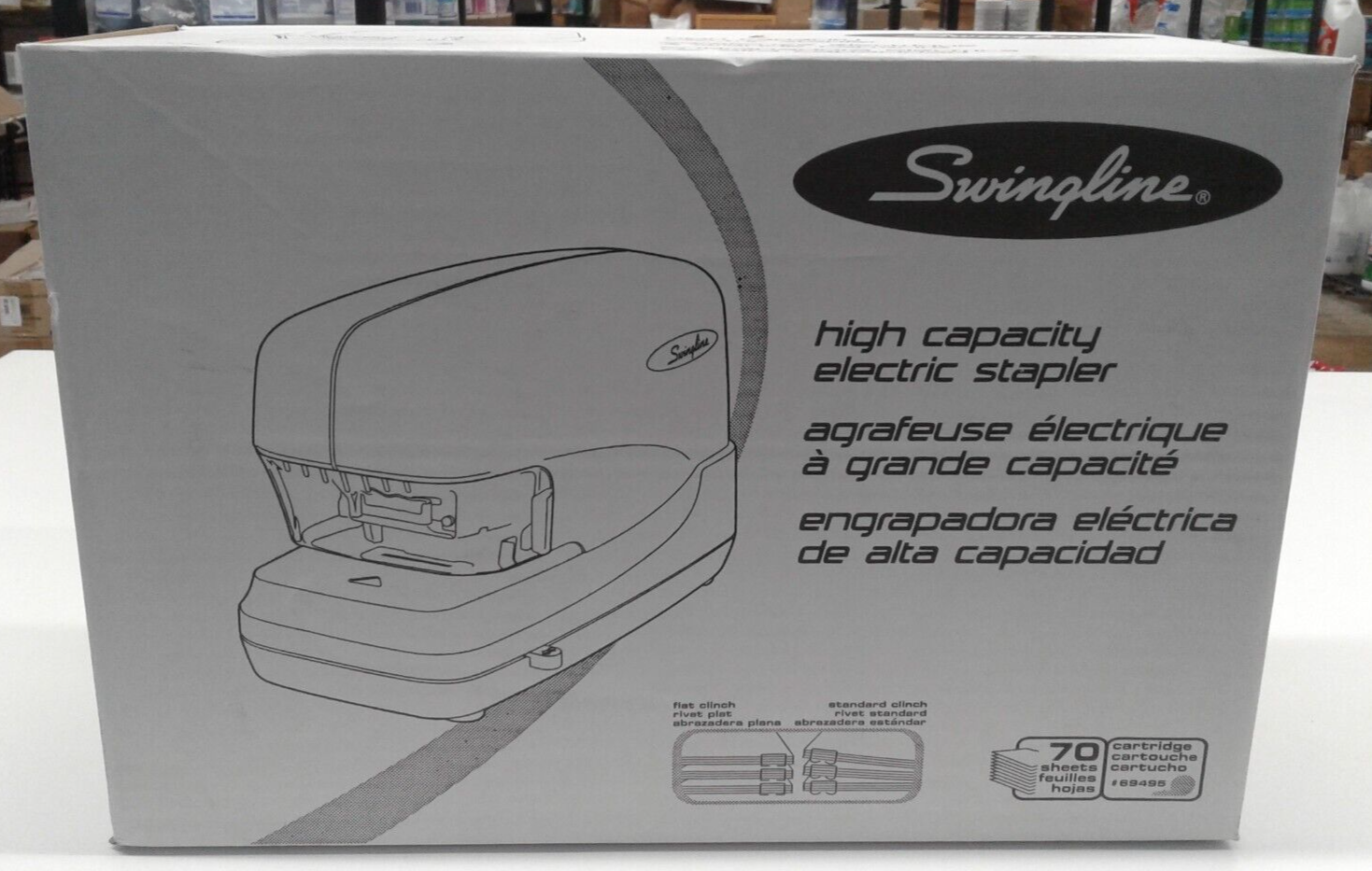 Swingline High-Capacity Flat Clinch Electric Stapler 70-Sheet Capacity Black - £233.54 GBP