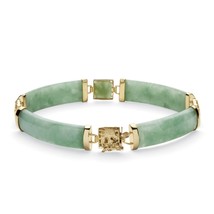 Womens 14K Yellow Gold Over Sterling Silver Jade Dragon 7.25&quot; Link Bracelet - £319.73 GBP