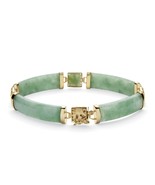 WOMENS 14K YELLOW GOLD OVER STERLING SILVER JADE DRAGON 7.25&quot; LINK BRACELET - $399.99