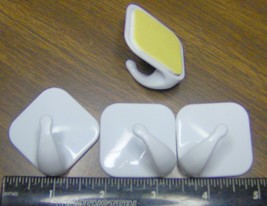 Square HANGER HOOKS 1&quot; Self Stick Adhesive WHITE hanging Hook Plastic Wa... - $18.83