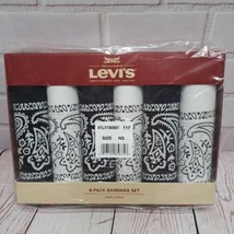 Levi&#39;s 6 Pack 100% Cotton Bandana Set   Black/White, New In Box - $14.50