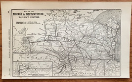 1923 Antique CHICAGO &amp; NORTHWESTERN Map Vintage RAILWAY Map - £7.86 GBP