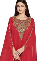 RED New Stylish Kaftan Maxi farasha Abaya Dress Moroccan Dubai Fancy Lon... - $77.00