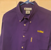 LSU Tigers Columbia Shirt Mens Size Large Long Sleeve Purple Embroidered... - £15.34 GBP