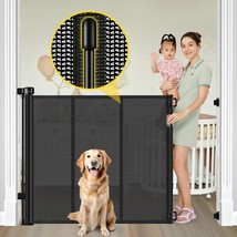 Reinforced 42 Extra Tall Retractable Baby Gates With Rods, Extends Up To 60 Wi - £60.15 GBP