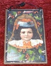 VTG Victorian Postcard Christmas Ornament Young Girl On Bell - $11.99