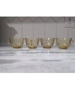 Federal Glass Co. Madrid Tea Cups, Set Of 4,Depression Paneled Amber Gla... - $19.80