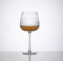 interoknack Large Crystal Red Wine Glass 700ml  Elegant Diamond Cut Ste... - $50.00