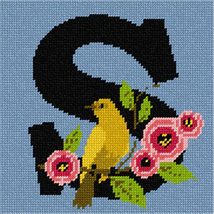 Pepita Needlepoint kit: Letter S Bird Flowers, 7&quot; x 7&quot; - £38.62 GBP+