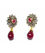 Victorian 1.00ct Rose Cut Diamond Ruby Elegant Bridal Women's Halloween Earrings - £391.90 GBP