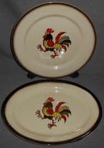 Set (2) Metlox Red Rooster Pattern Round And Oval Platters California - £18.82 GBP