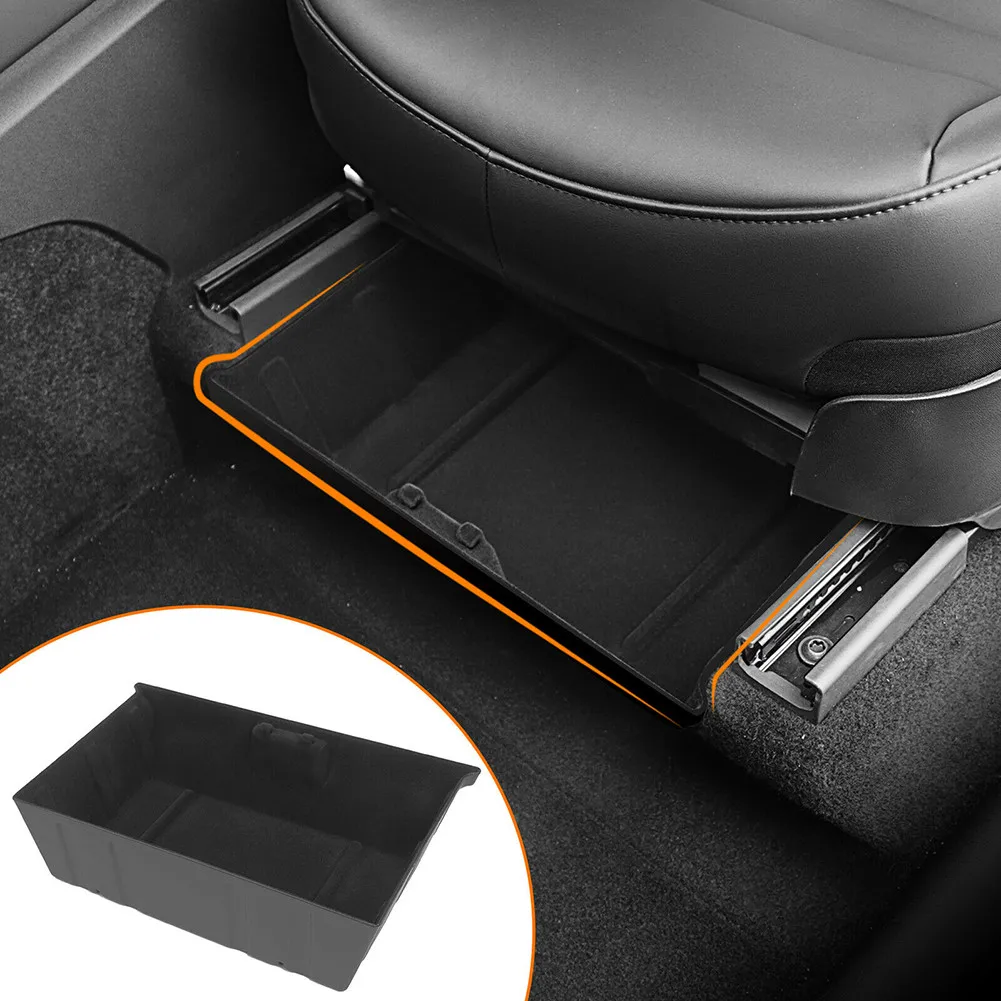 Car Under Seat Storage Organizer Box Hidden ABS Storage Case Tray For Tesla - $36.38