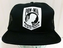 Vintage POW MIA Snapback Hat Mesh Trucker Ball Cap Patriotic American So... - £19.07 GBP