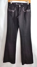 Grace in LA Jeans Black Straight Leg Crystal Embellished Denim Pants Junior Sz 5 - £30.56 GBP