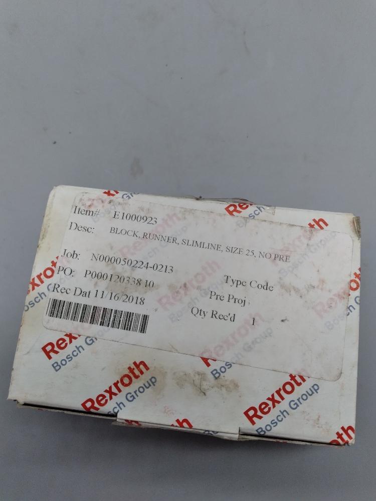 NEW Rexroth E1000923 Slimline Ball Rail Runner Block, Size 25  - $68.90