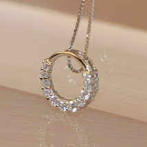 1Ct Rund Künstlicher Diamant Kreis Anhänger 14K Weiß Vergoldet &amp; Gratis Kette - £122.37 GBP