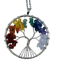 2&quot; Round Tree Of Life Various Stones Necklace - £47.94 GBP