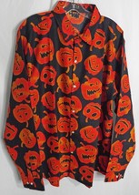 SSLR Sz: L Halloween Jack O Lantern Long Sleeve Shirt Button Front - £20.89 GBP