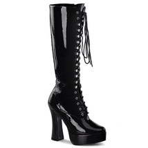 PLEASER ELECTRA-2020 Women&#39;s 5&quot; Stack Heel Platform Knee High W/ Zipper Boots - £70.04 GBP