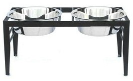 Chariot Double Elevated Dog Bowl Large Black - $2,873.51 MXN