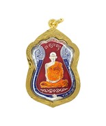 Lp Ruay Famous Monk Enamel Talisman Buddha Thai Amulet Magic Pendant Gol... - £15.63 GBP