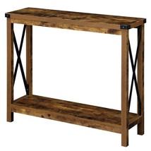Convenience Concepts Durango Console Table in Nutmeg Wood Finish and Bla... - $172.99