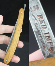 Rare WOOD! straight edge razor antique &quot;Red Imp&quot; Ludo Germany - £77.35 GBP