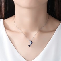 Buyee 100% 925 Sterling Silver Clavicle Chain Necklace Simple Crystal Dolphin Fi - £14.11 GBP