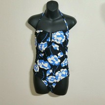 DKNY Women&#39;s One Piece Swimsuit Black Blue White Flowers Convertible Siz... - £12.01 GBP