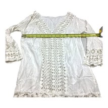 Plain Crochet Floral Lace Long Sleeve Shirt See-Through Pullover Rayon Cotton - £9.90 GBP