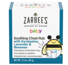 Zarbee&#39;s Baby Soothing Chest Rub, Eucalyptus &amp; Lavender Fragrance-Free 1... - £31.46 GBP