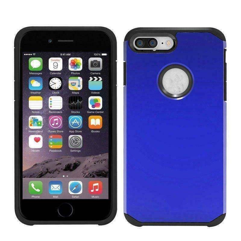 Blue Hard Case for Apple iPhone 6 Plus &amp; iPhone 7 Plus - Hybrid Cover US... - $4.48