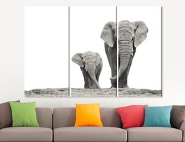 African Elephants Family Canvas Print Wild Nature Wall Art Animals Home Decor Of - £38.95 GBP