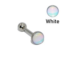 Stainless Steel Opal Tongue Barbell Piercing 14G Rainbow Nipple Bar Tongue Ring  - £10.62 GBP
